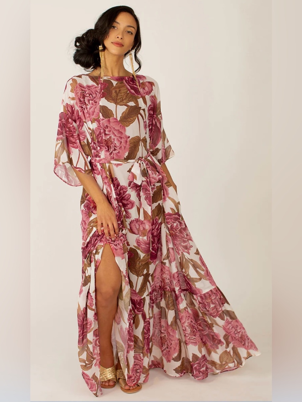 MIA JOY JOYFOLIE SEVERINE DRESS IN
SHEER BOUGAINVILLE A FLORAL Size XS Maxi NWT